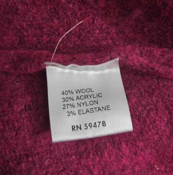 Lineamaglia Magenta Pink Mock Neck Sweater Balloon Sleeve Knit Pullover Large - Picture 9 of 11